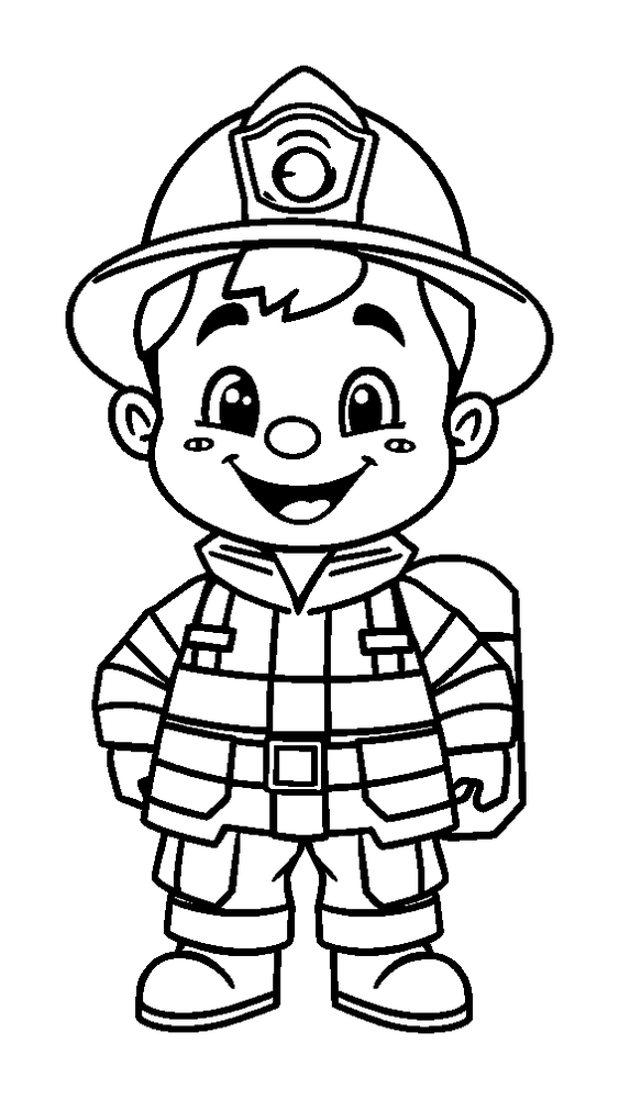 Firefighter colouring page — free printable for kids