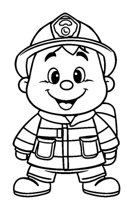Firefighter Colouring Page (Toddler, Bold & Easy)