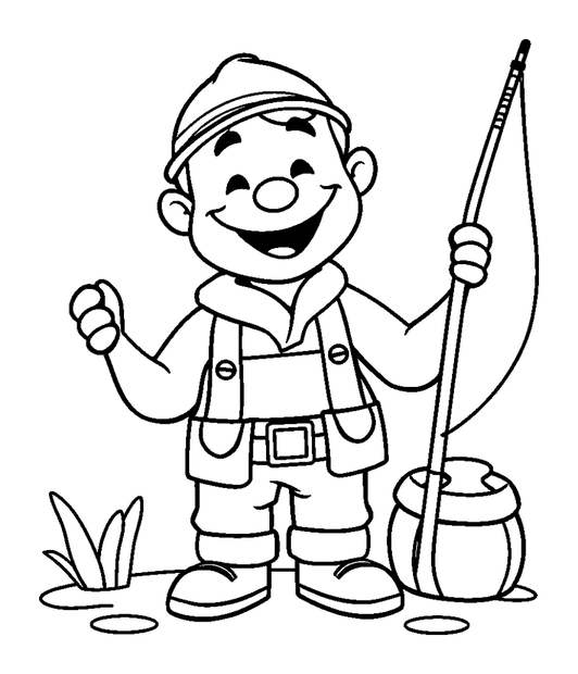 Fisherman colouring page — free printable for kids