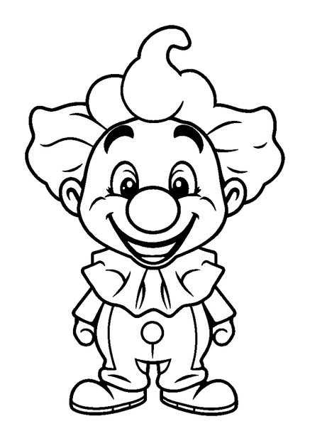 Friendly Clown colouring page — free printable for kids