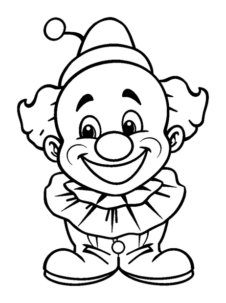 Friendly Clown colouring page — free printable for kids