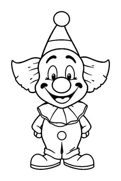 Friendly Clown colouring page — free printable for toddlers