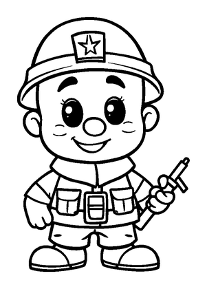 Friendly Soldier Colouring Page (Kids, Standard)