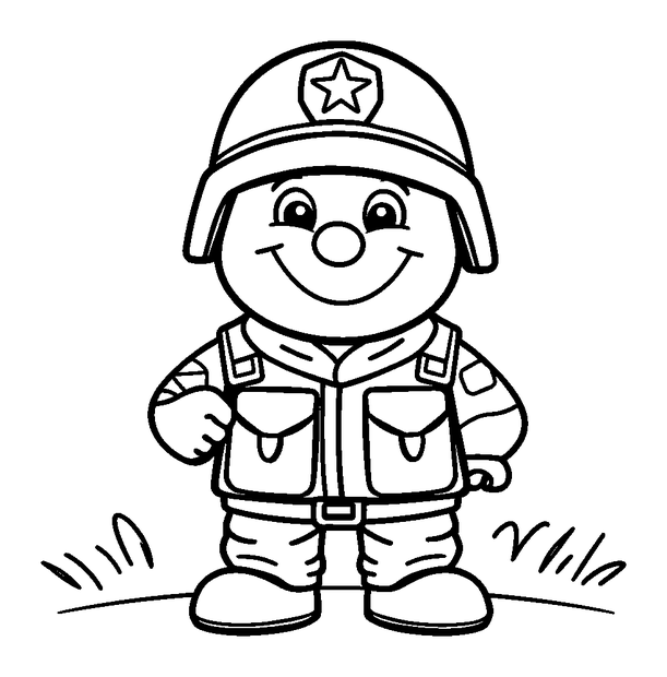 Friendly Soldier colouring page — free printable for toddlers