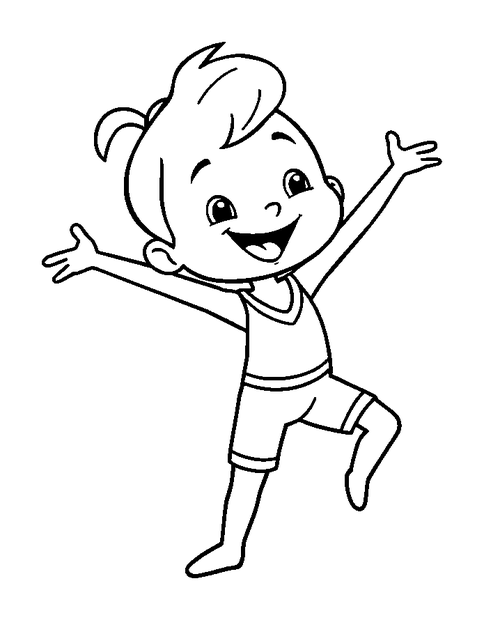Gymnast colouring page — free printable for kids