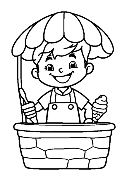 Ice Cream Seller colouring page — free printable for kids