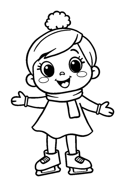 Ice Skater colouring page — free printable for kids