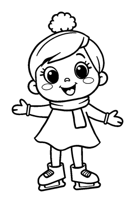 Ice Skater Colouring Page (Kids, Bold & Easy)