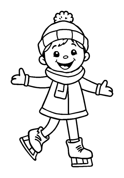 Ice Skater colouring page — free printable for toddlers