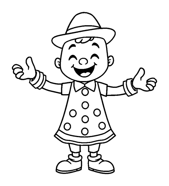 Juggler colouring page — free printable for kids