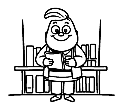 Librarian Colouring Page (Toddler, Bold & Easy)