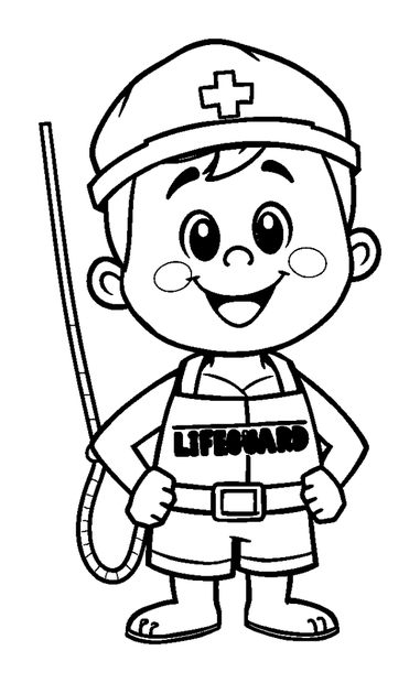 Lifeguard colouring page — free printable for kids