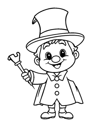 Magician Colouring Page (Kids, Bold & Easy)