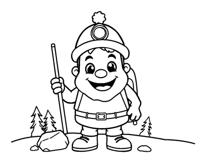 Mountaineer Colouring Page (Toddler, Bold & Easy)