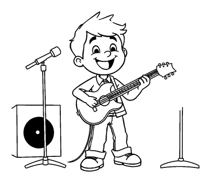Musician Colouring Page (Kids, Bold & Easy)