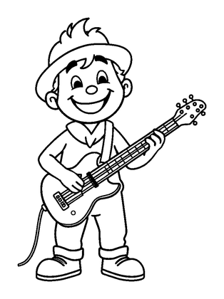 Musician Colouring Page (Toddler, Bold & Easy)