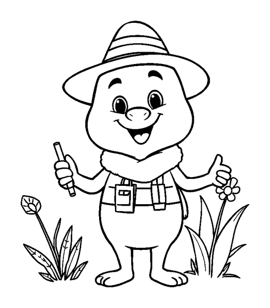 Naturalist Guide colouring page — free printable for kids