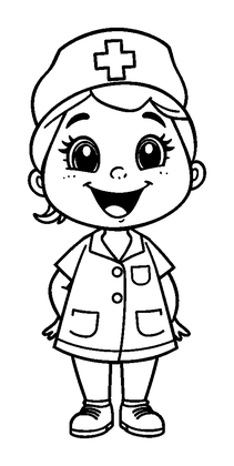 Nurse Colouring Page (Kids, Bold & Easy)