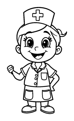 Nurse Colouring Page (Toddler, Bold & Easy)