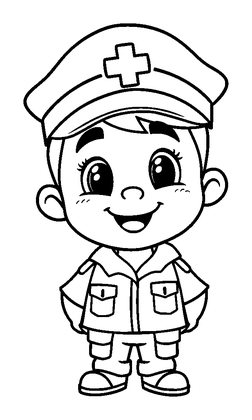 Paramedic Colouring Page (Kids, Bold & Easy)