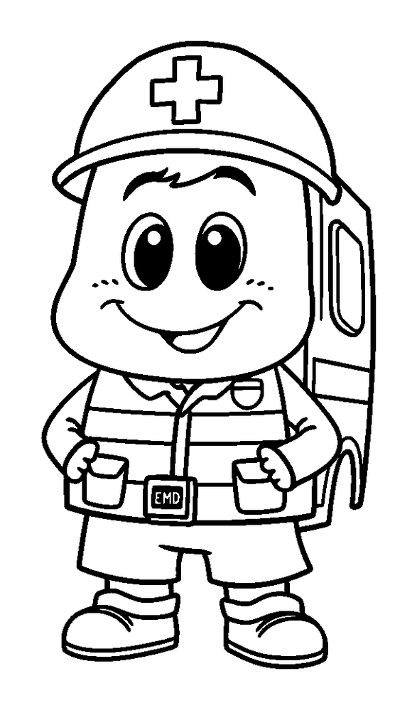 Paramedic colouring page — free printable for toddlers