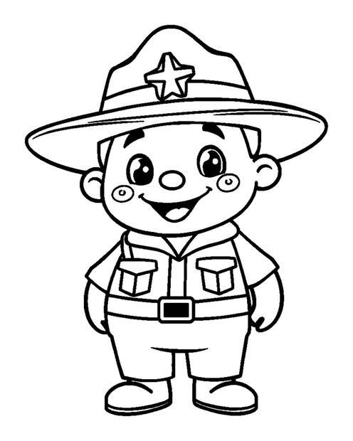 Park Ranger colouring page — free printable for kids