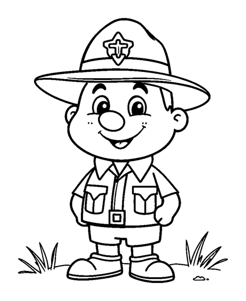Park Ranger colouring page — free printable for toddlers