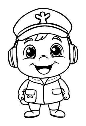 Pilot Colouring Page (Kids, Bold & Easy)