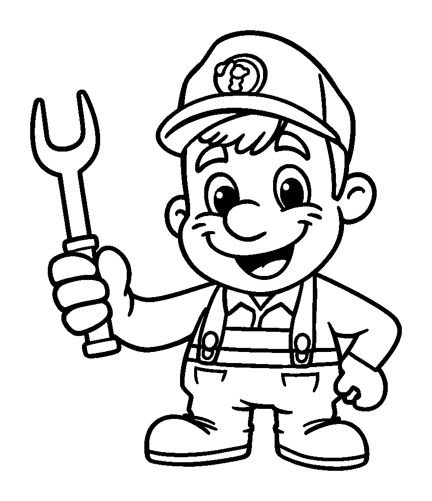 Plumber colouring page — free printable for kids