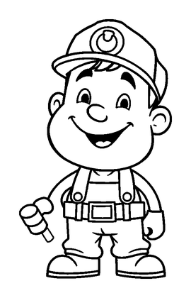 Plumber Colouring Page (Toddler, Bold & Easy)