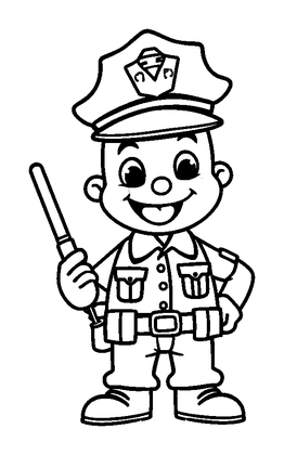 Police Officer Colouring Page (Kids, Bold & Easy)
