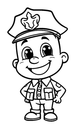 Police Officer Colouring Page (Kids, Standard)