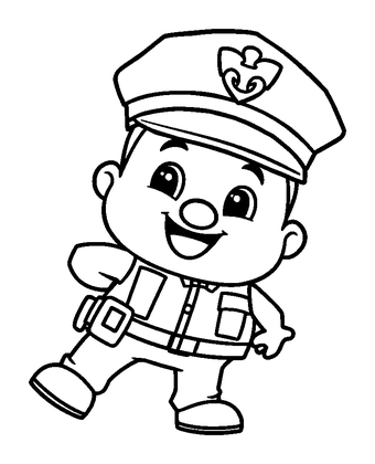 Police Officer Colouring Page (Toddler, Bold & Easy)