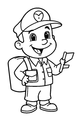 Postman Colouring Page (Kids, Bold & Easy)