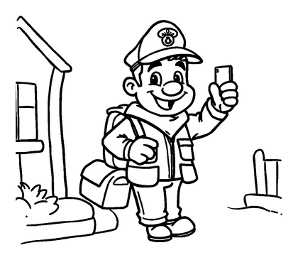 Postman Colouring Page (Kids, Standard)