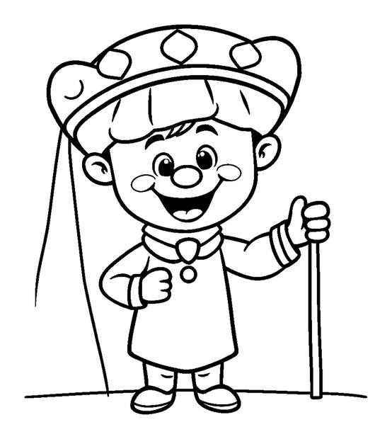 Puppeteer colouring page — free printable for kids