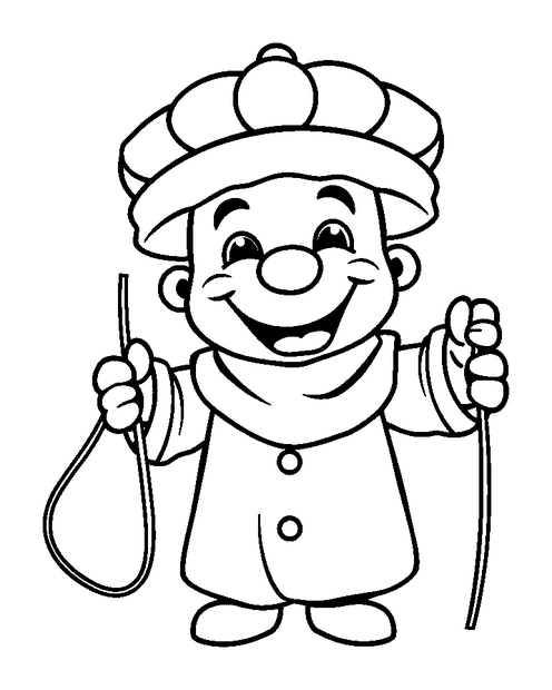 Puppeteer colouring page — free printable for toddlers