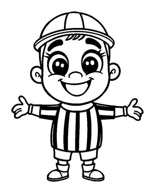 Referee colouring page — free printable for kids
