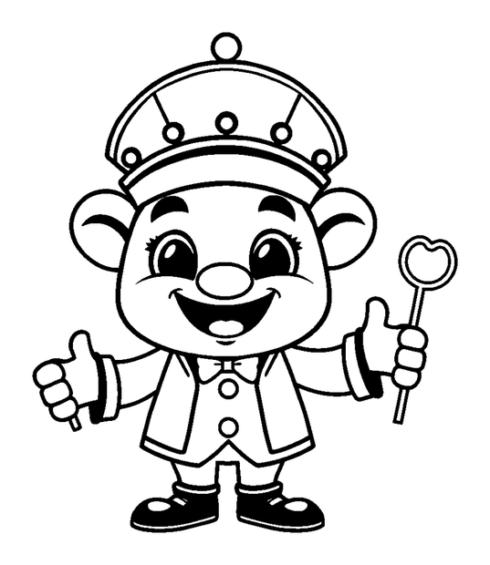 Ringmaster colouring page — free printable for kids