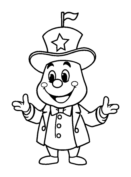 Ringmaster colouring page — free printable for toddlers