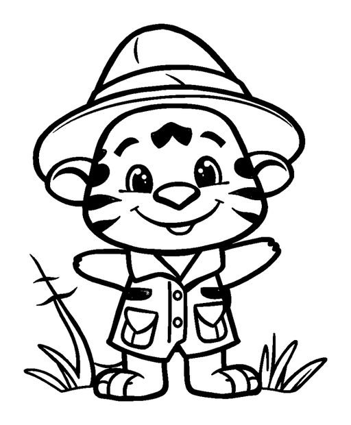 Safari Guide colouring page — free printable for kids