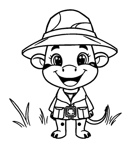 Safari Guide colouring page — free printable for kids