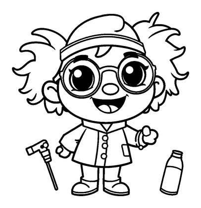 Scientist Colouring Page (Kids, Bold & Easy)