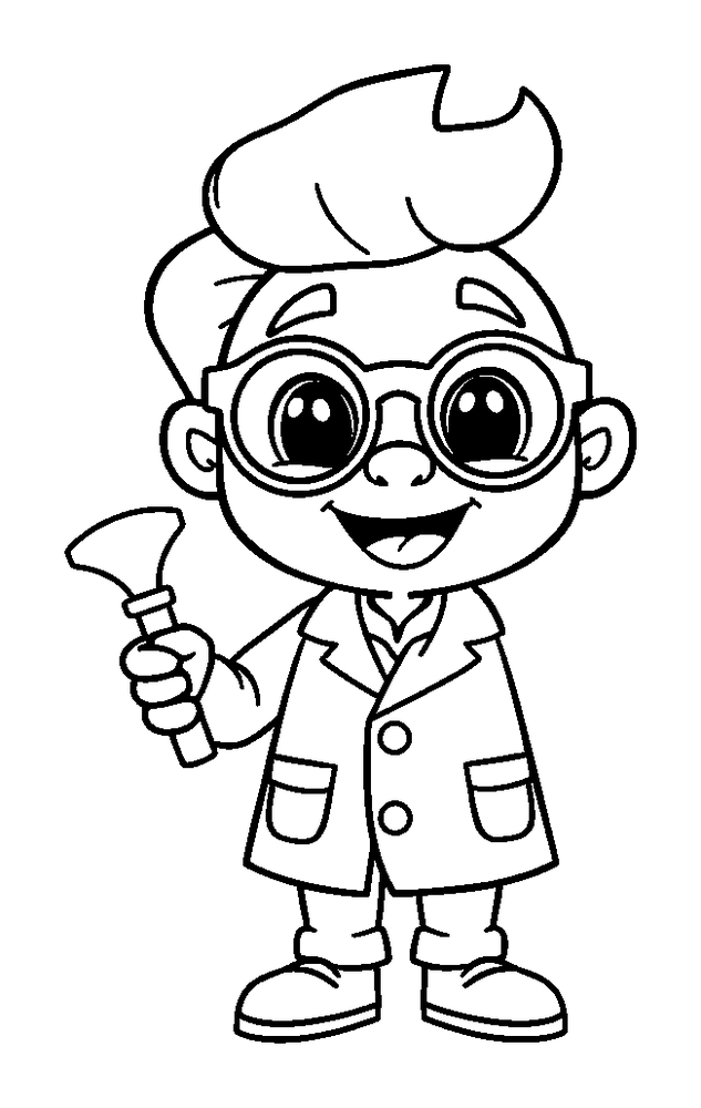 Scientist colouring page — free printable for kids