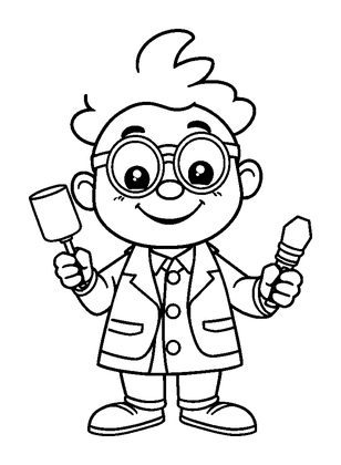 Scientist Colouring Page (Toddler, Bold & Easy)