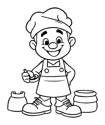 Shoemaker Colouring Page (Kids, Bold & Easy)