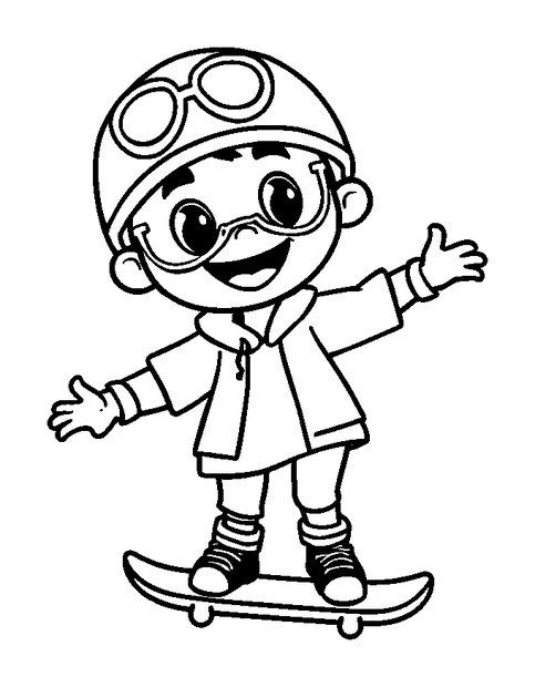Skater Person colouring page — free printable for kids