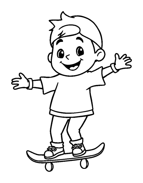Skater Person colouring page — free printable for toddlers