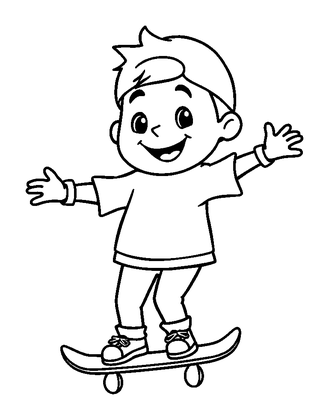 Skater Person Colouring Page (Toddler, Bold & Easy)