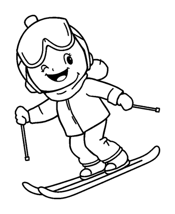 Skier Colouring Page (Kids, Bold & Easy)